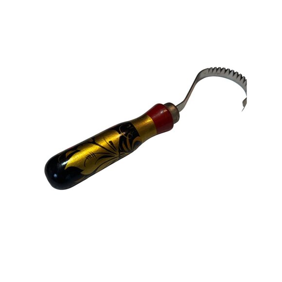 Vintage Khokhloma Scraper Wooden Handle Soviet Era Hand Painted - Picture 3 of 7